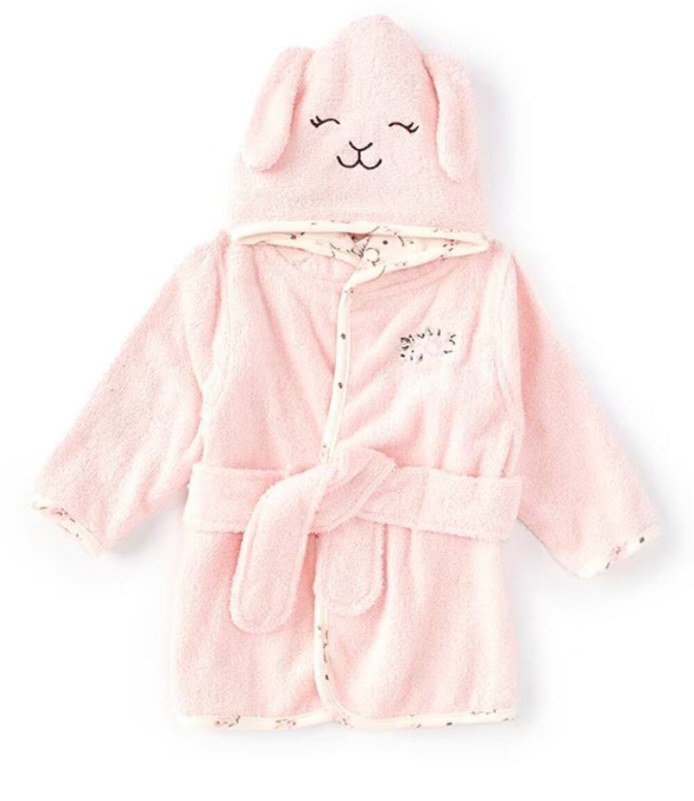 Little Me Baby Girls Long Sleeve Bunny Face Hooded Robe - Size 0-9M